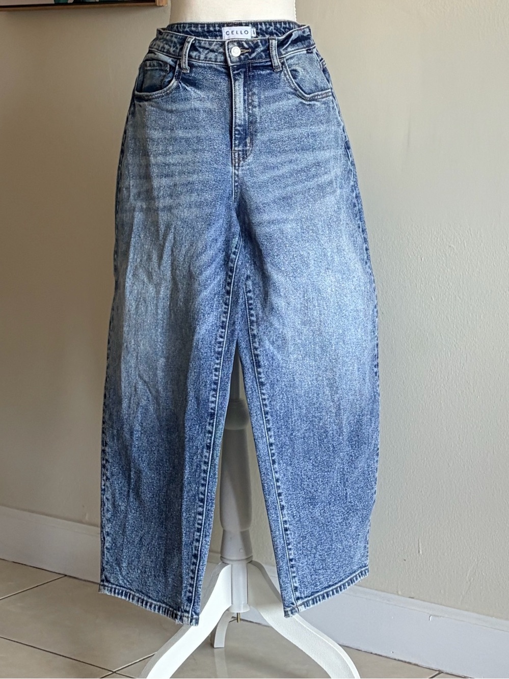 Cello Acid Wash High Rise Wide Leg Denim Jeans Size 3 (25/26)